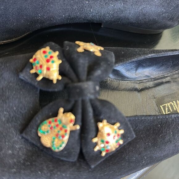 New Nandi Muzi Suede Leather Flats Made in Italy Jeweled Insect Charms Size 7 - Picture 4 of 7